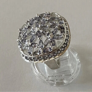 Colleen Lopez solid sterling silver and natural/real tanzanite stones ring